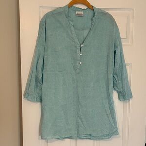 Columbia Aqua Button-Up Tunic Shirt